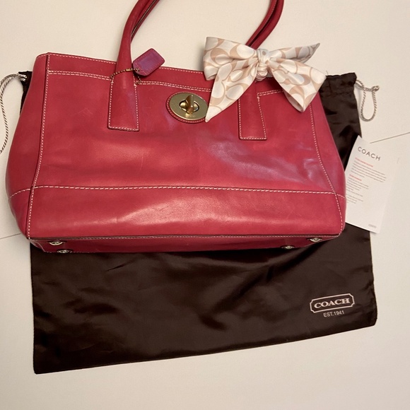Coach Handbags - NWOT Coach Fuchsia Pink  leather Coach Madeline (11554) scarf & dust cover
